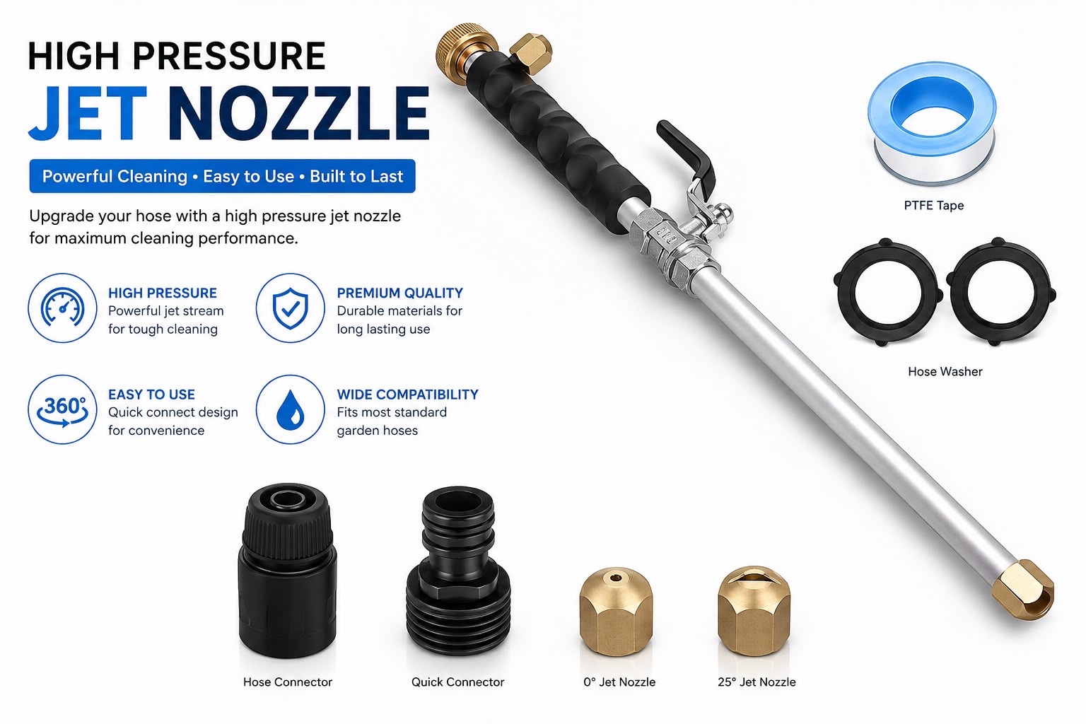 Pressure Wahser Wand– Adjustable Water Spray Nozzle